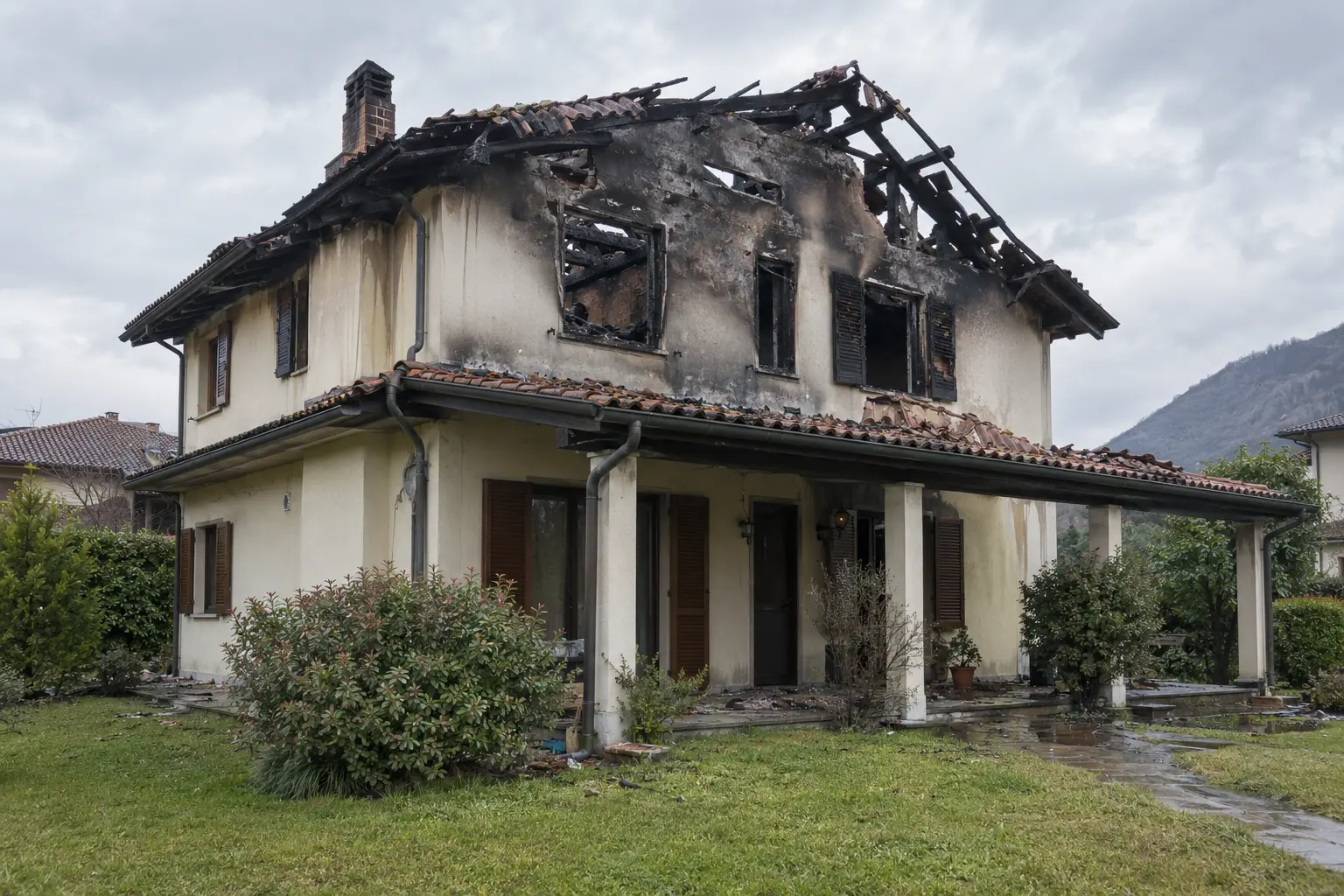 Ispezione di case dopo l'alluvione